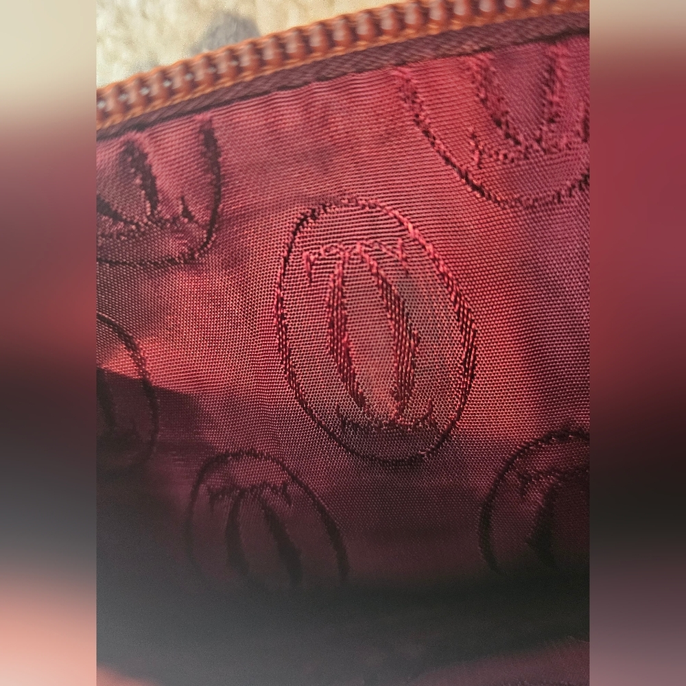 EUC Vintage Must de Cartier Bordeaux Leather Coin Purse Wristlet w/ Chain & Card - Picture 14 of 14
